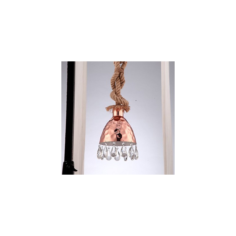 Lampadario a sospensione country americano in corda creativo rosa