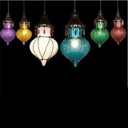 Lampadario a sospensione retrò in metallo e vetro, 1 lampadina E26/E27, 30x22 cm