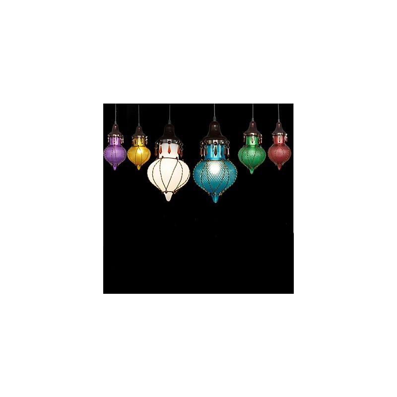 Lampadario a sospensione retrò in metallo e vetro, 1 lampadina E26/E27, 30x22 cm