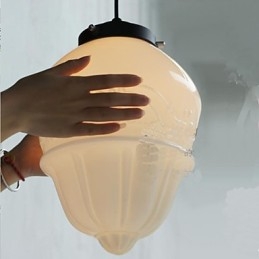 Lampada a sospensione mini retrò americana in vetro bianco