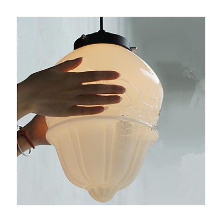 Lampada a sospensione mini retrò americana in vetro bianco