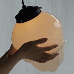 Lampada a sospensione mini retrò americana in vetro bianco