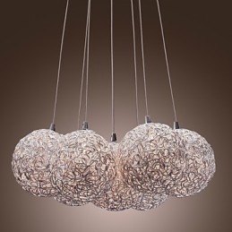 Lampada a sospensione moderna in alluminio cromato a 7 luci G4