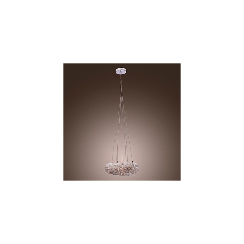 Lampada a sospensione moderna in alluminio cromato a 7 luci G4