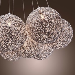Lampada a sospensione moderna in alluminio cromato a 7 luci G4