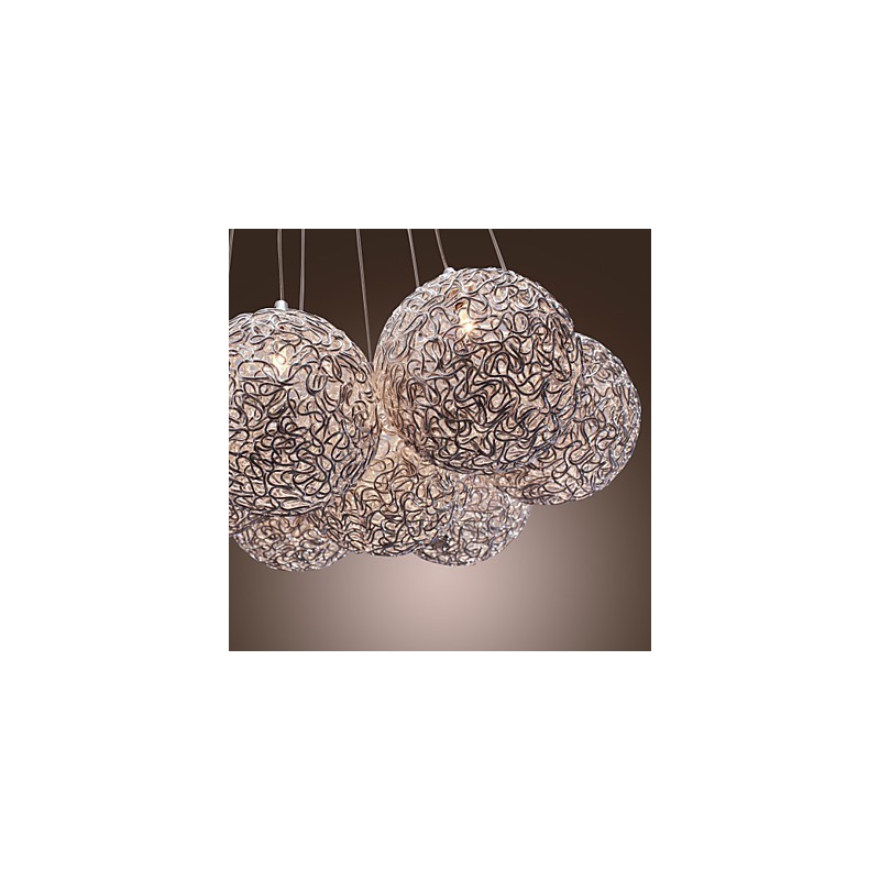 Lampada a sospensione moderna in alluminio cromato a 7 luci G4