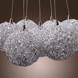 Lampada a sospensione moderna in alluminio cromato a 7 luci G4