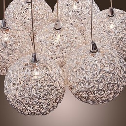 Lampada a sospensione moderna in alluminio cromato a 7 luci G4