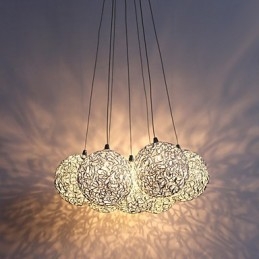 Lampada a sospensione moderna in alluminio cromato a 7 luci G4
