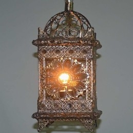 Lampada a sospensione mini country retrò in metallo finitura ottone antico