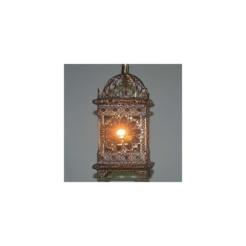 Lampada a sospensione mini country retrò in metallo finitura ottone antico