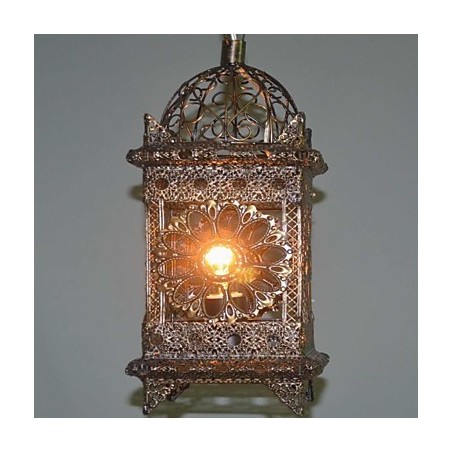 Lampada a sospensione mini country retrò in metallo finitura ottone antico