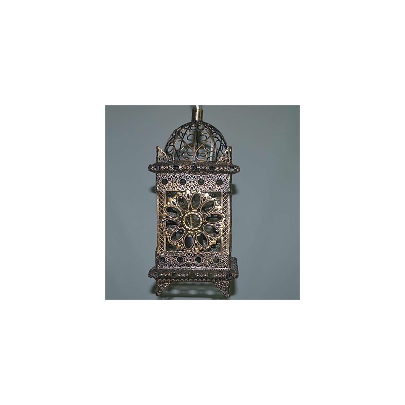 Lampada a sospensione mini country retrò in metallo finitura ottone antico