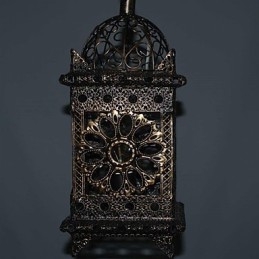 Lampada a sospensione mini country retrò in metallo finitura ottone antico