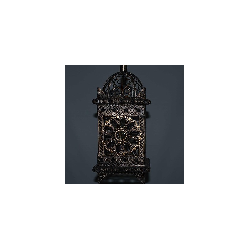 Lampada a sospensione mini country retrò in metallo finitura ottone antico