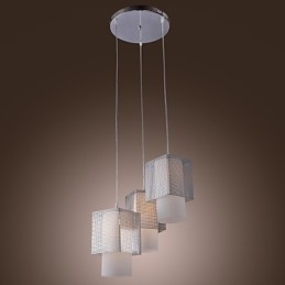Lampada a sospensione moderna contemporanea mini galvanosteggiata con paralume in vetro trasparente