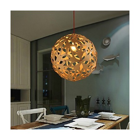 Lampadario mini moderno contemporaneo in metallo con paralume in legno/bambù