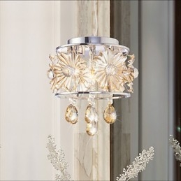 Lampadario moderno in cristallo trasparente a sfera, lampada a sospensione cromata G4 con lampadina inclusa