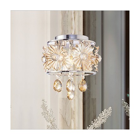 Lampadario moderno in cristallo trasparente a sfera, lampada a sospensione cromata G4 con lampadina inclusa