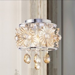Lampadario moderno in cristallo trasparente a sfera, lampada a sospensione cromata G4 con lampadina inclusa