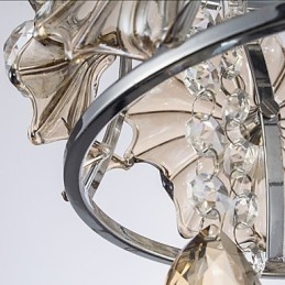 Lampadario moderno in cristallo trasparente a sfera, lampada a sospensione cromata G4 con lampadina inclusa