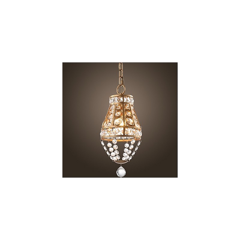 Lampadario a sospensione country americano retrò dorato in metallo 3 luci E12/E14