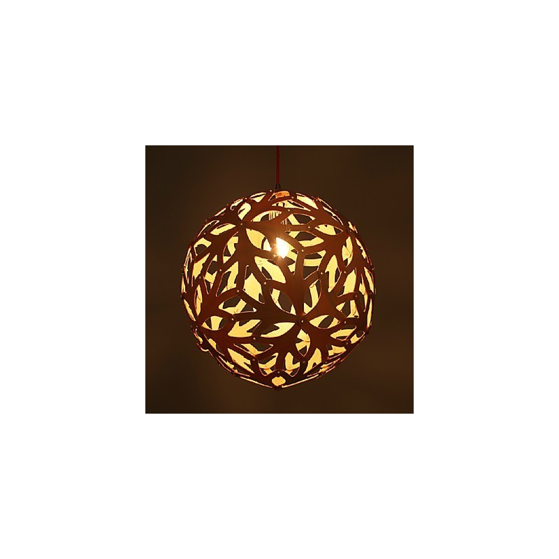 Lampadario mini moderno contemporaneo in metallo con paralume in legno/bambù