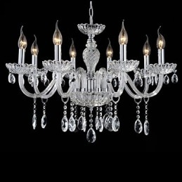 Lampadario 8 luci in vetro stile palazzo con candela