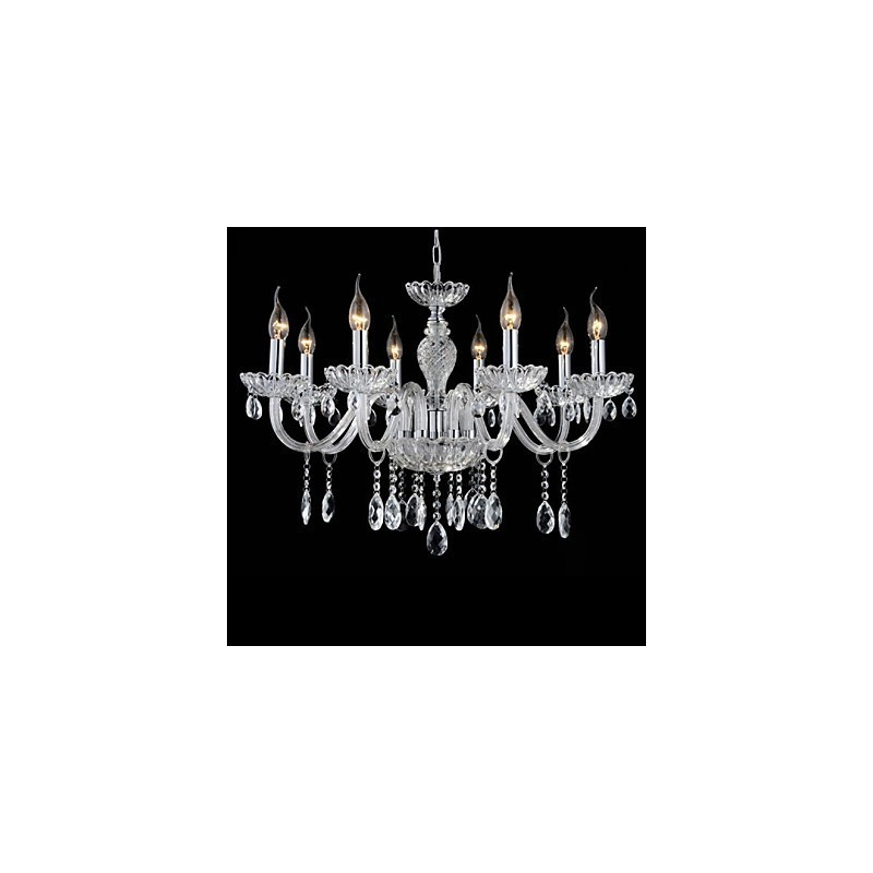Lampadario 8 luci in vetro stile palazzo con candela