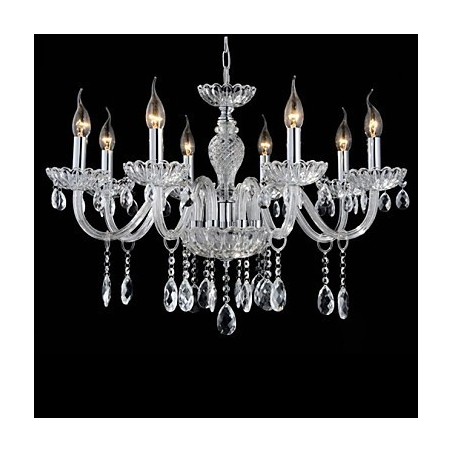 Lampadario 8 luci in vetro stile palazzo con candela