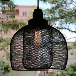 Lampadario a sospensione in ferro battuto a gabbia per uccelli retrò americano