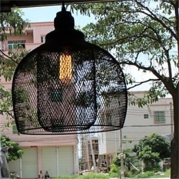 Lampadario a sospensione in ferro battuto a gabbia per uccelli retrò americano