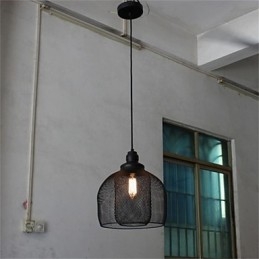 Lampadario a sospensione in ferro battuto a gabbia per uccelli retrò americano