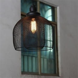 Lampadario a sospensione in ferro battuto a gabbia per uccelli retrò americano