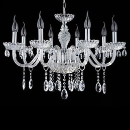 Lampadario 8 luci in vetro stile palazzo con candela