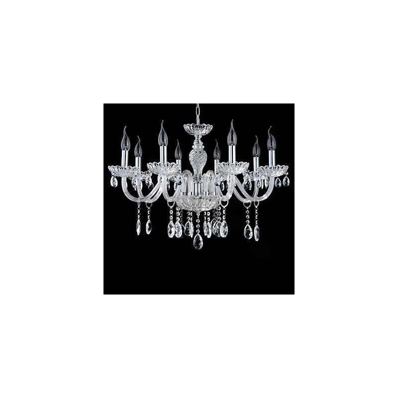 Lampadario 8 luci in vetro stile palazzo con candela