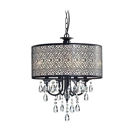 Lampadario classico tradizionale in metallo dipinto e cristallo
