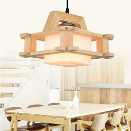 Lampada a sospensione in legno massello mini, stile retrò, 26 cm