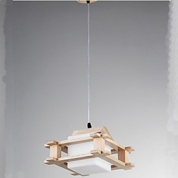 Lampada a sospensione in legno massello mini, stile retrò, 26 cm