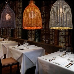 Lampadario a sospensione in rattan retrò creativo