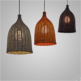 Lampadario a sospensione in rattan retrò creativo
