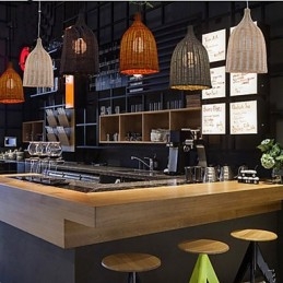 Lampadario a sospensione in rattan retrò creativo