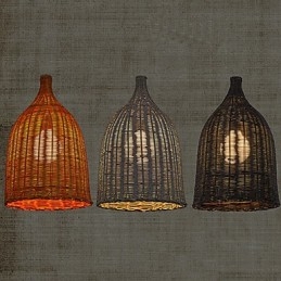 Lampadario a sospensione in rattan retrò creativo