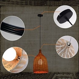 Lampadario a sospensione in rattan retrò creativo