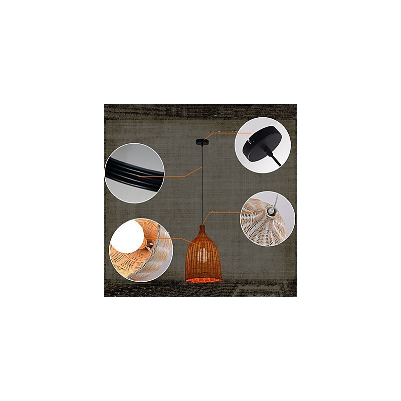 Lampadario a sospensione in rattan retrò creativo