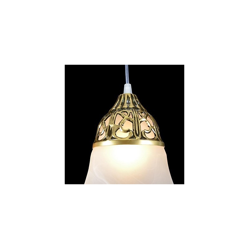 Lampada a sospensione classica europea in bronzo a 3 luci in vetro moiré