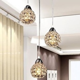 Lampadario a sospensione in cristallo K9 con finitura cromo, 3 luci