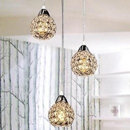 Lampadario a sospensione in cristallo K9 con finitura cromo, 3 luci