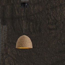 Lampadario a sospensione industriale vintage in ferro battuto e canapa