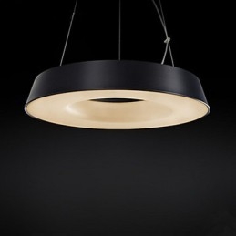 Lampada a sospensione 5 luci in metallo nero con paralume acrilico bianco, moderna